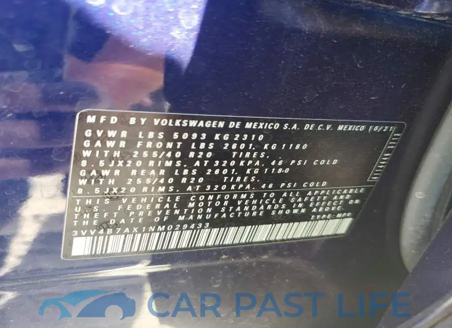 3VV4B7AX1NM029433# 14