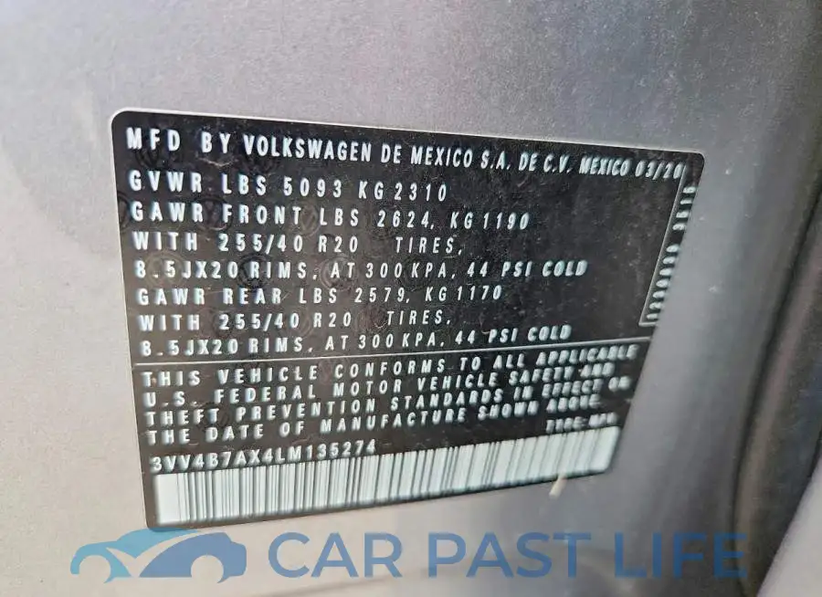 3VV4B7AX4LM135274# 13