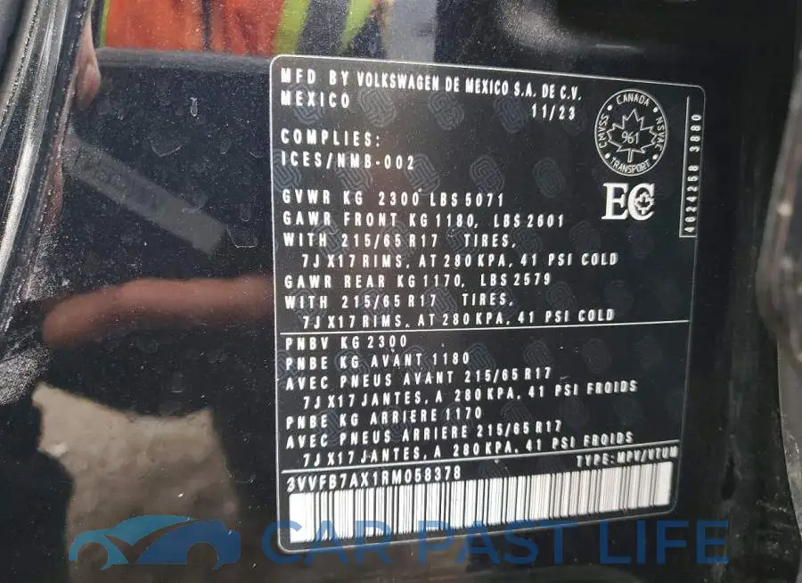 3VVFB7AX1RM058378# 13
