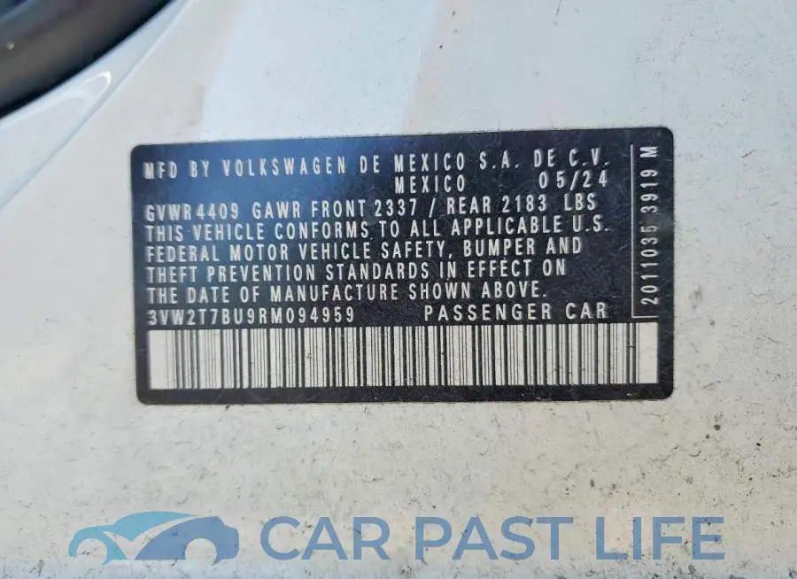 3VW2T7BU9RM094959# 12