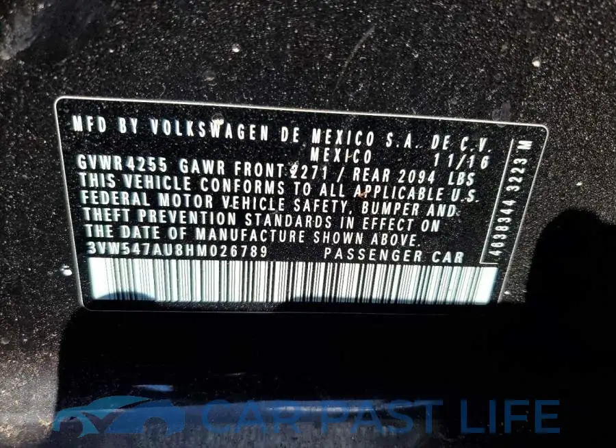 3VW547AU8HM026789# 12
