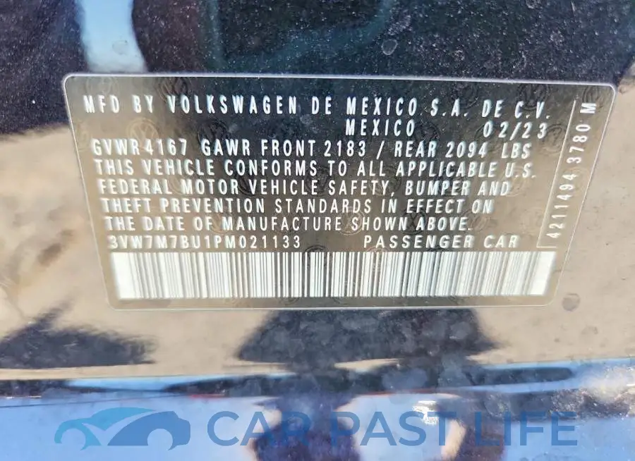 3VW7M7BU1PM021133# 13