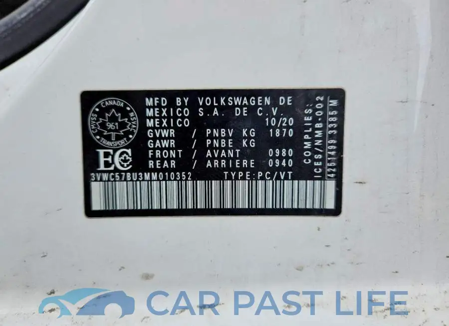 3VWC57BU3MM010352# 13