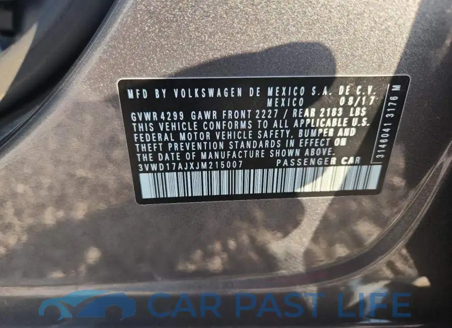 3VWD17AJXJM215007# 12