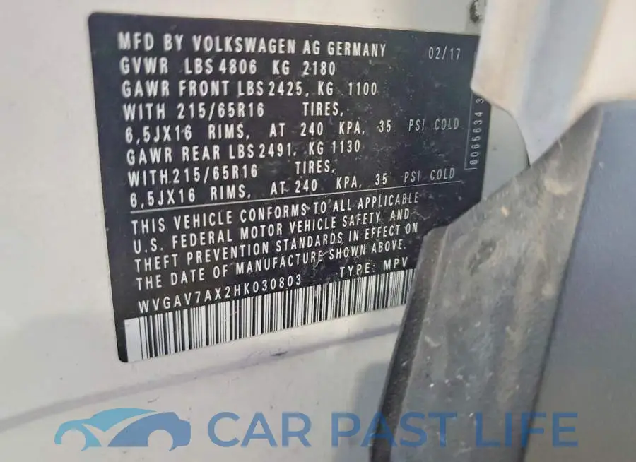 WVGAV7AX2HK030803# 13
