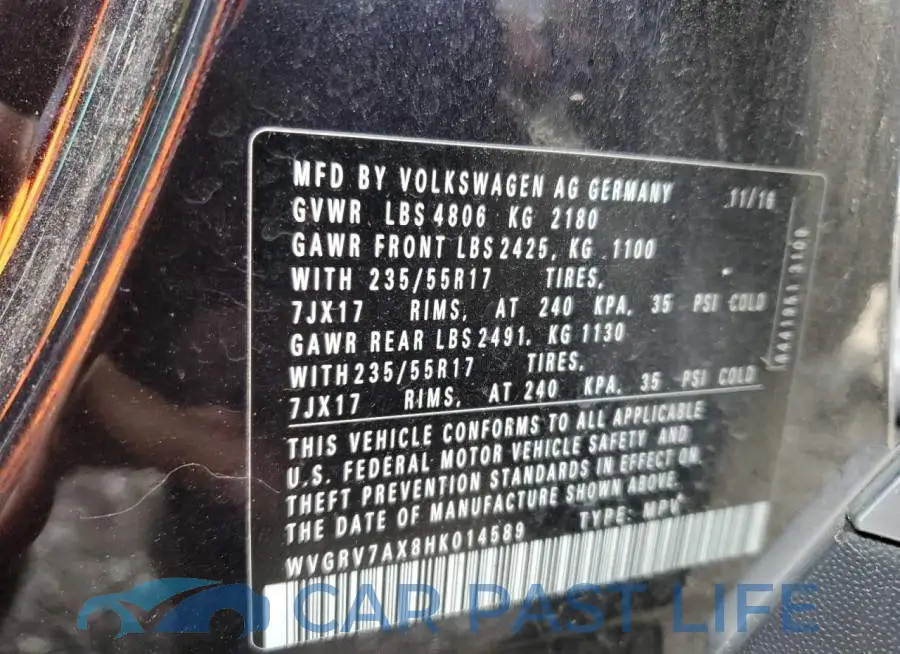 WVGRV7AX8HK014589# 14