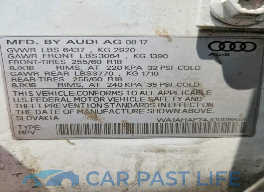WA1AHAF74JD009845# 13