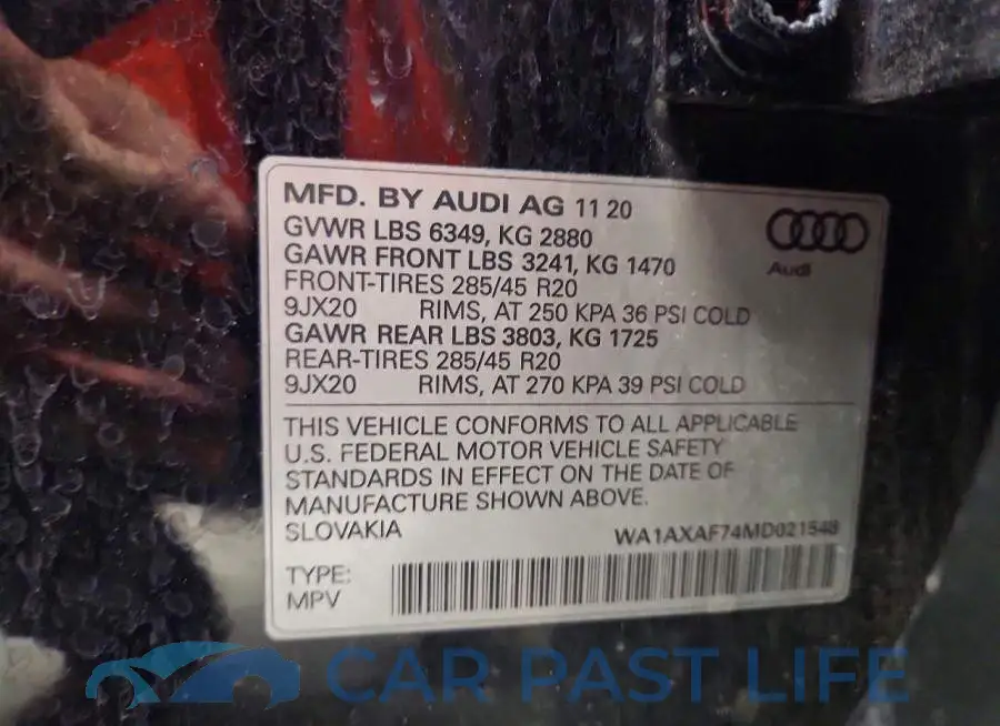 WA1AXAF74MD021548# 13