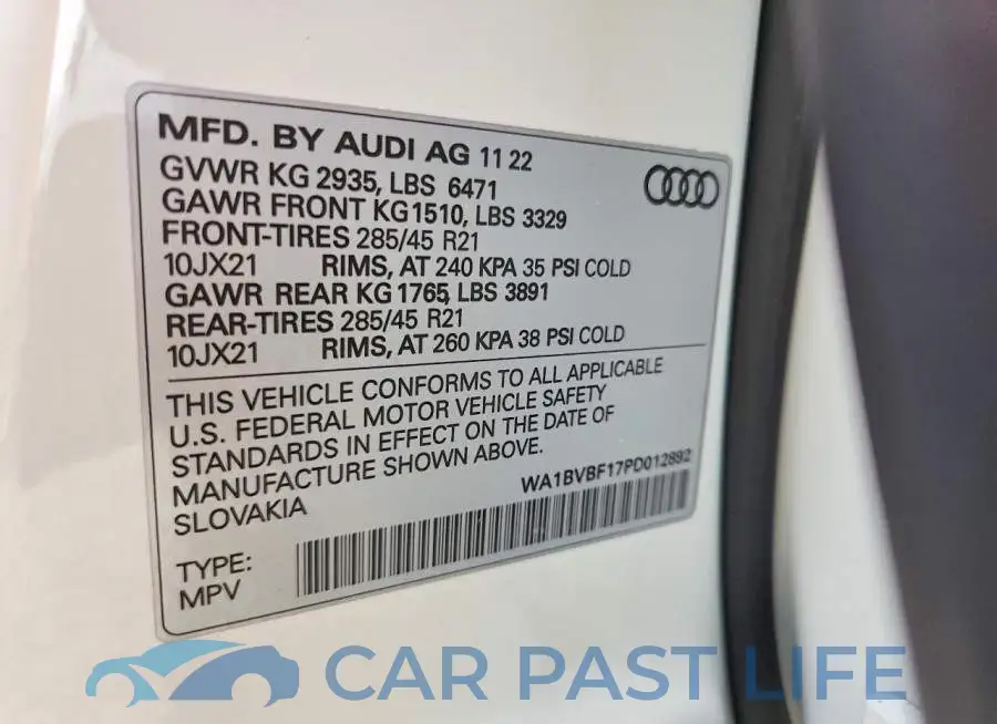 WA1BVBF17PD012892# 14