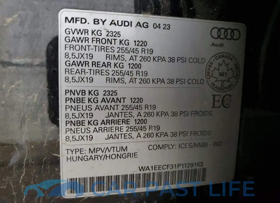 WA1EECF31P1129163# 13