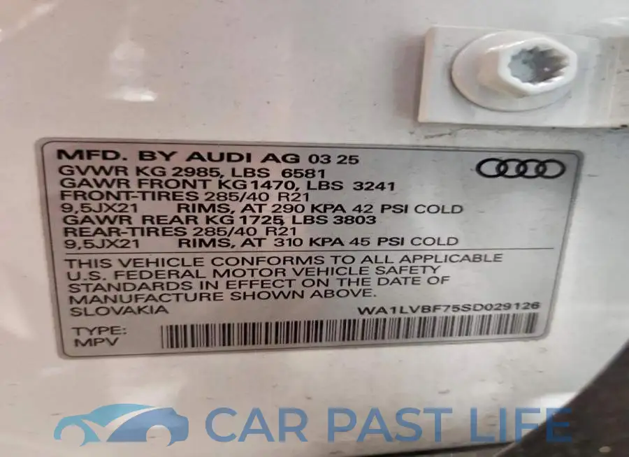 WA1LVBF75SD029126# 13