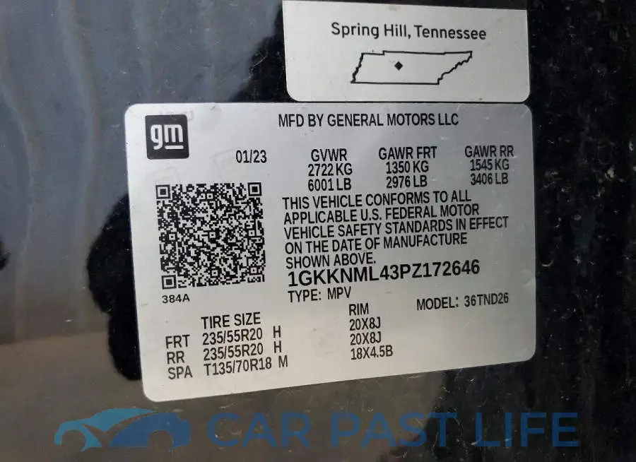 1GKKNML43PZ172646# 12