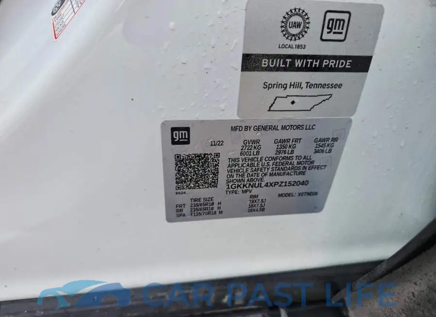 1GKKNUL4XPZ152040# 12