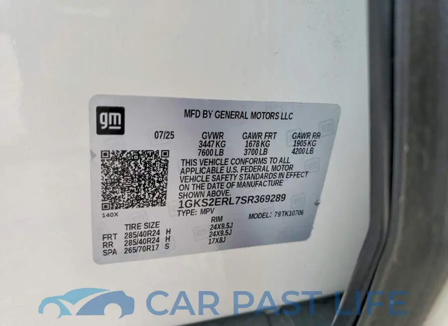 1GKS2ERL7SR369289# 13