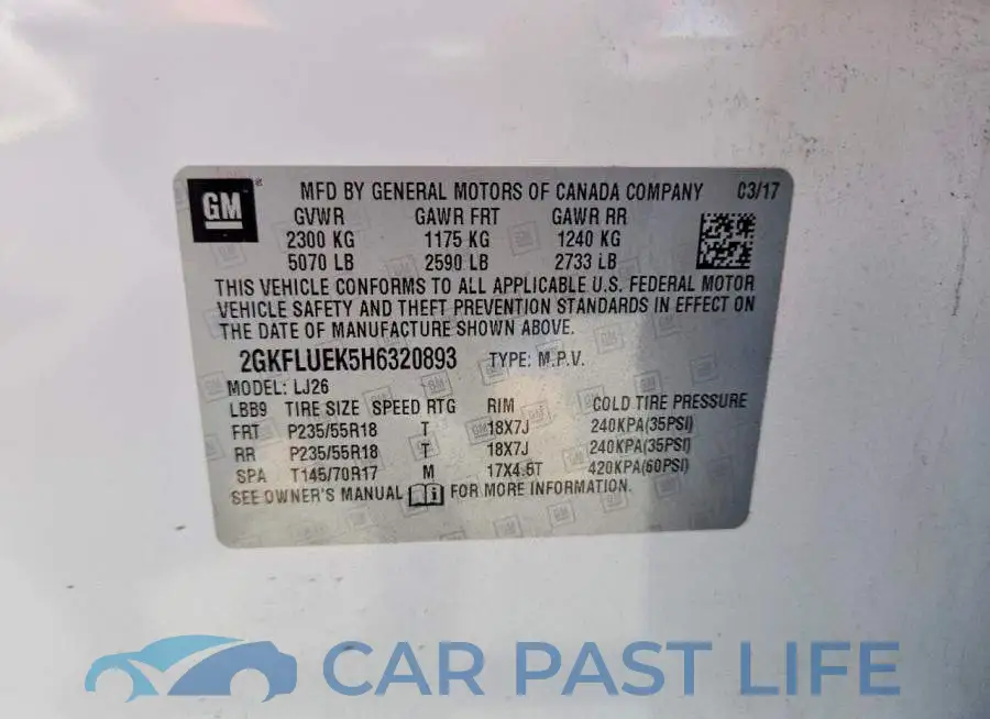 2GKFLUEK5H6320893# 13