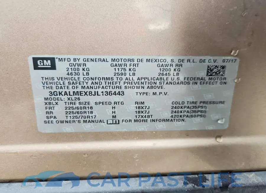 3GKALMEX8JL136443# 13