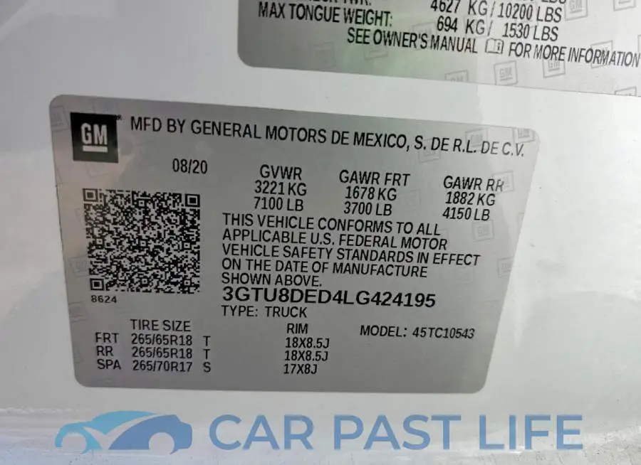 3GTU8DED4LG424195# 12