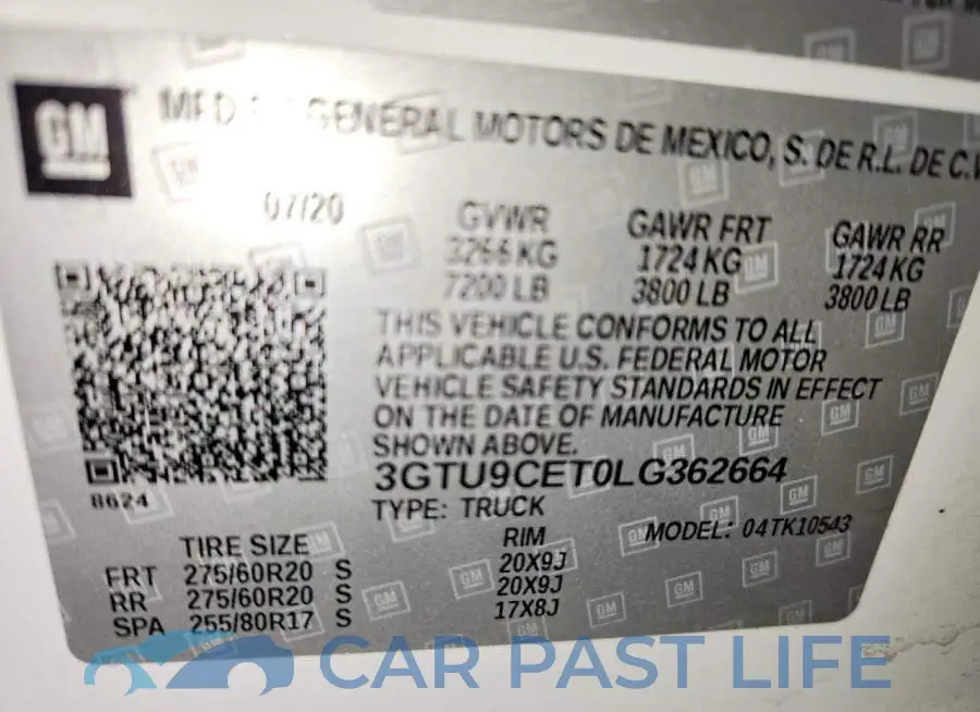 3GTU9CET0LG362664# 12