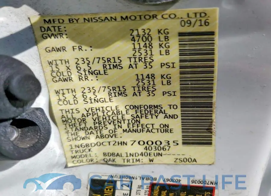 1N6BD0CT2HN700035# 12