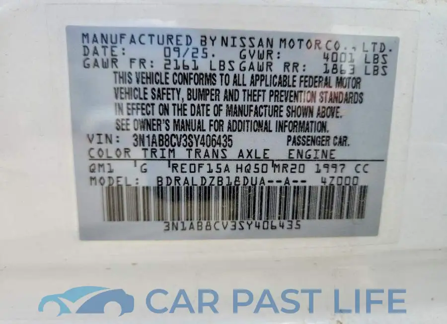 3N1AB8CV3SY406435# 12