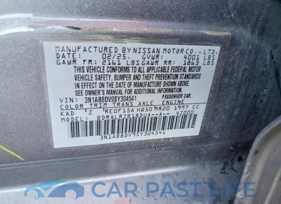 3N1AB8DV9SY304541# 12