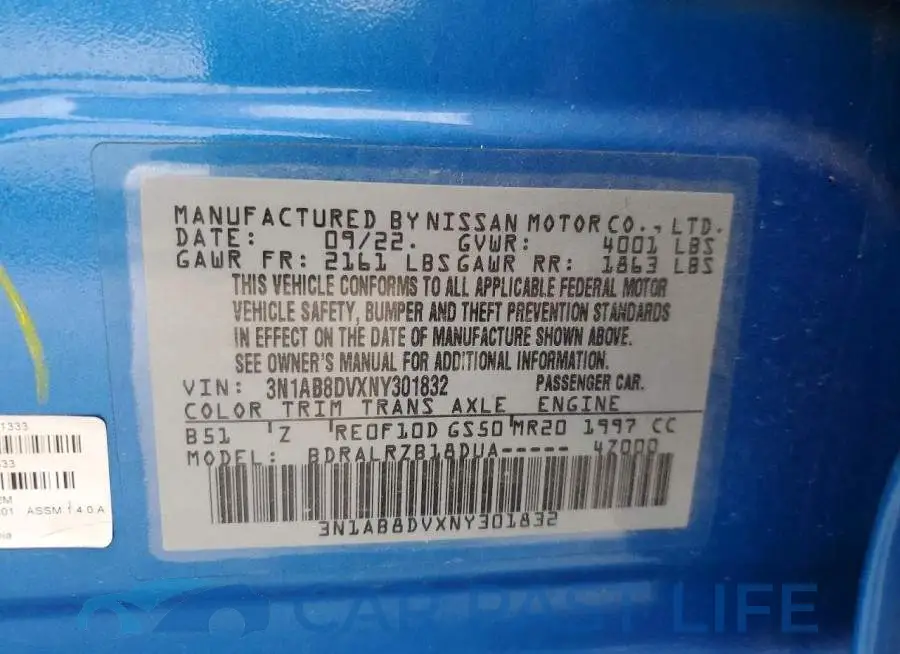 3N1AB8DVXNY301832# 12