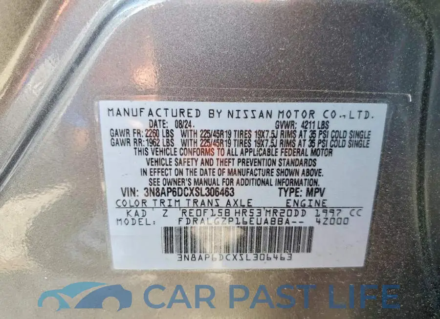 3N8AP6DCXSL306463# 13
