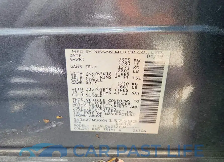 5N1AZ2MS6KN137592# 13