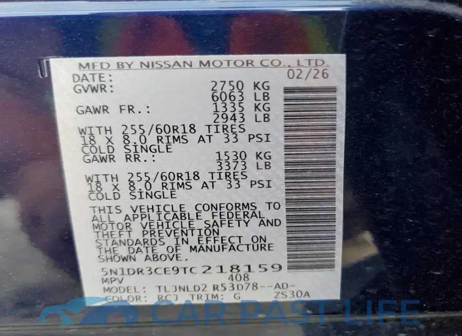 5N1DR3CE9TC218159# 14