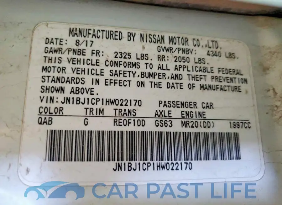 JN1BJ1CP1HW022170# 12
