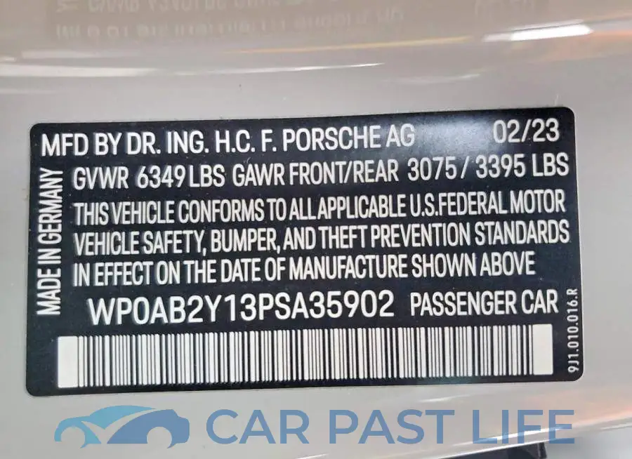 WP0AB2Y13PSA35902# 12
