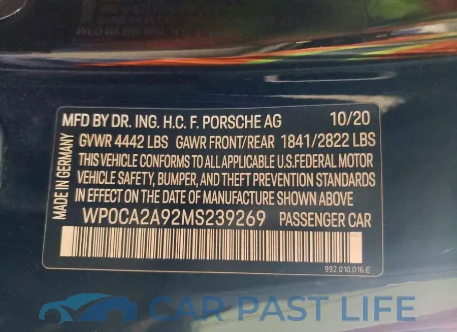 WP0CA2A92MS239269# 12