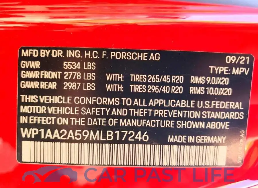 WP1AA2A59MLB17246# 12
