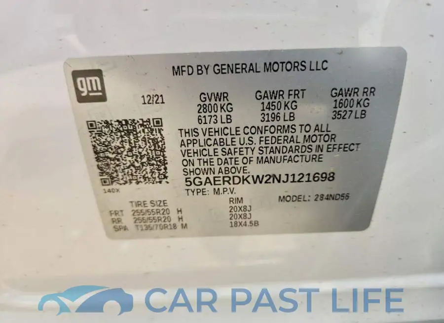 5GAERDKW2NJ121698# 13
