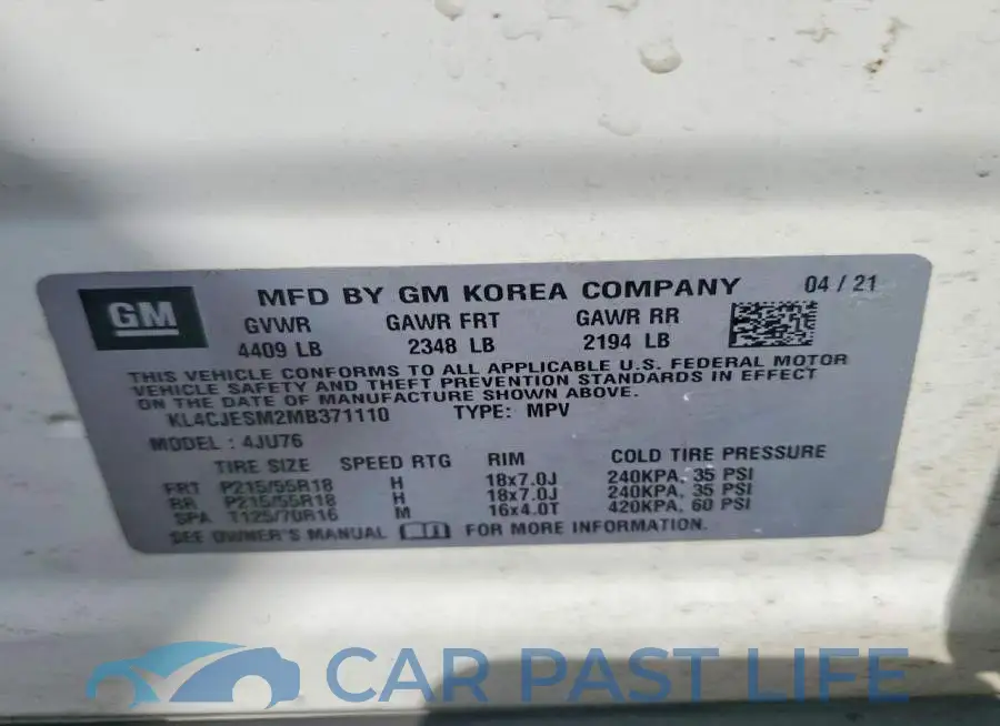 KL4CJESM2MB371110# 12