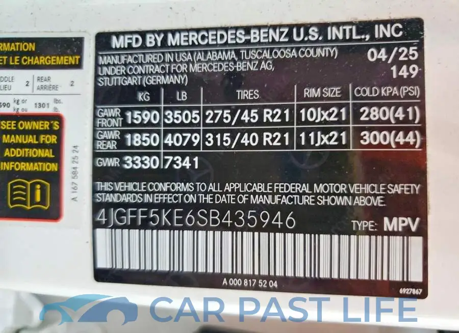 4JGFF5KE6SB435946# 14