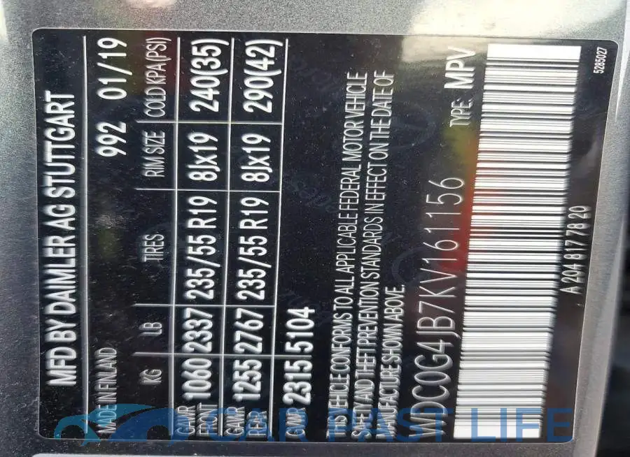 WDC0G4JB7KV161156# 14