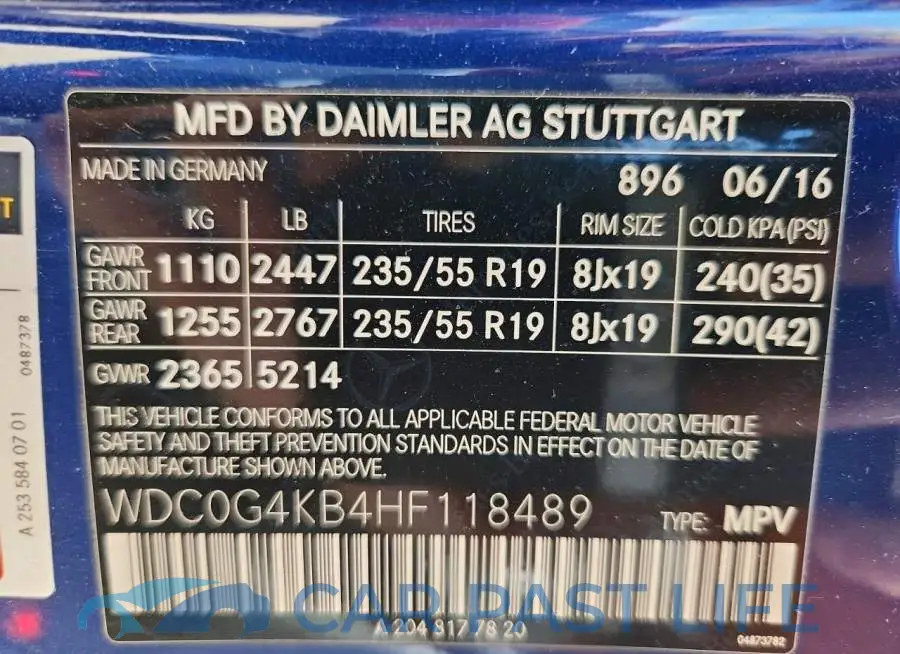 WDC0G4KB4HF118489# 13