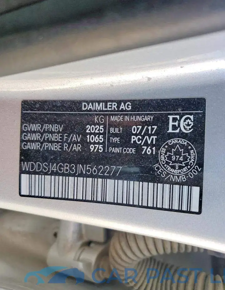 WDDSJ4GB3JN562277# 12