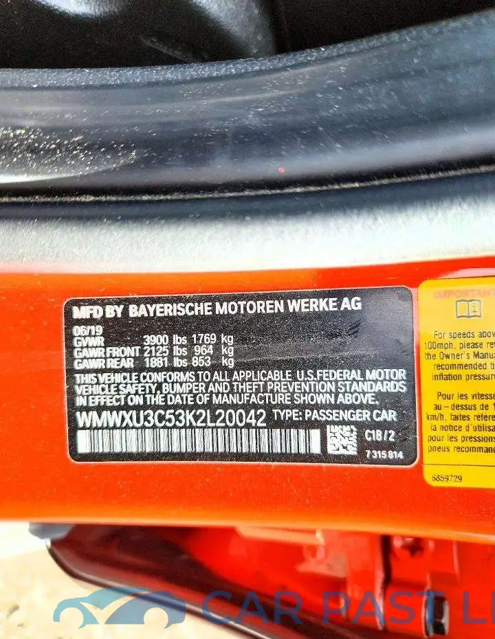 WMWXU3C53K2L20042# 12