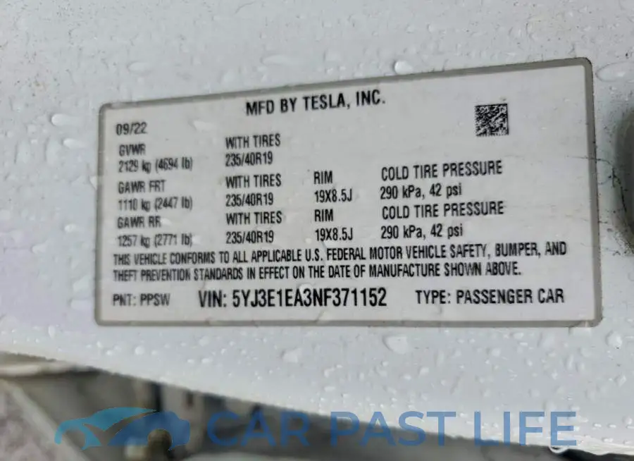 5YJ3E1EA3NF371152# 12