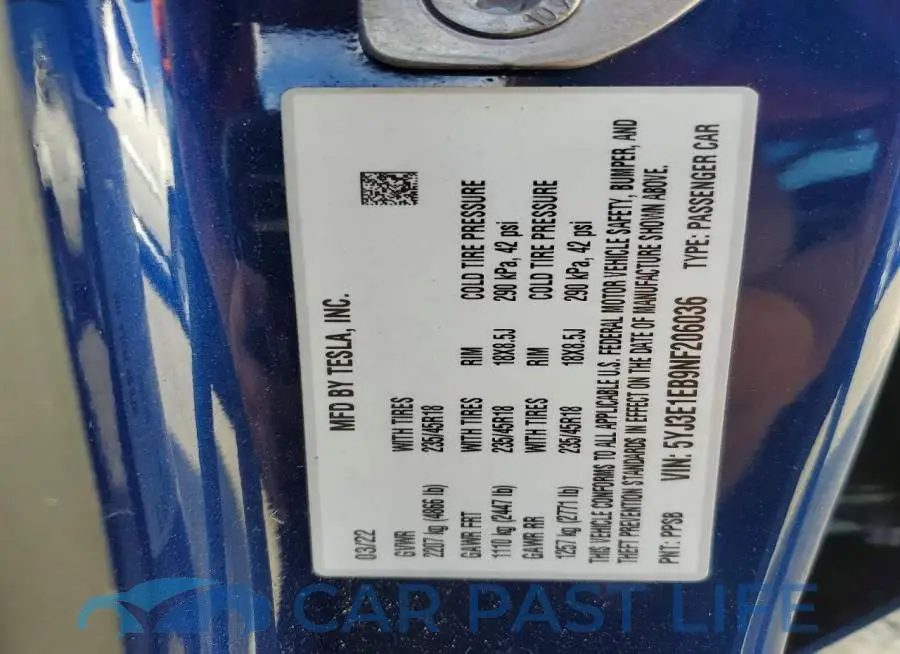 5YJ3E1EB9NF206036# 13
