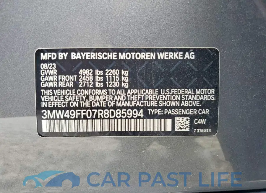 3MW49FF07R8D85994# 12