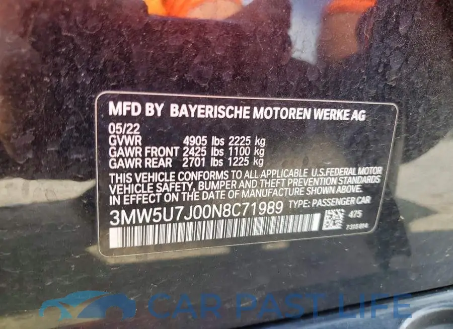3MW5U7J00N8C71989# 12
