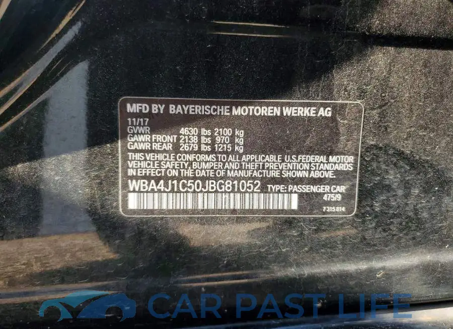 WBA4J1C50JBG81052# 12