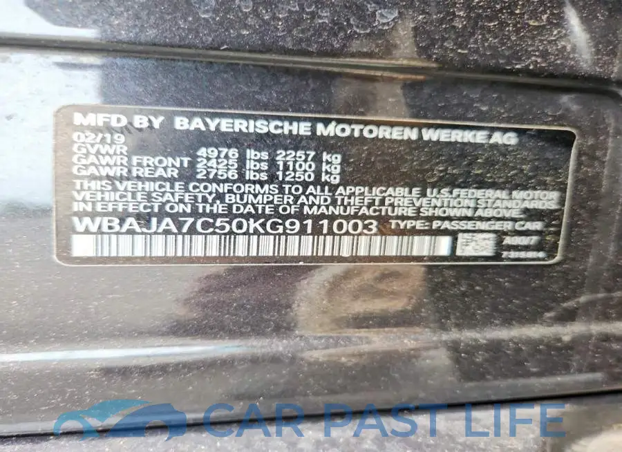 WBAJA7C50KG911003# 13