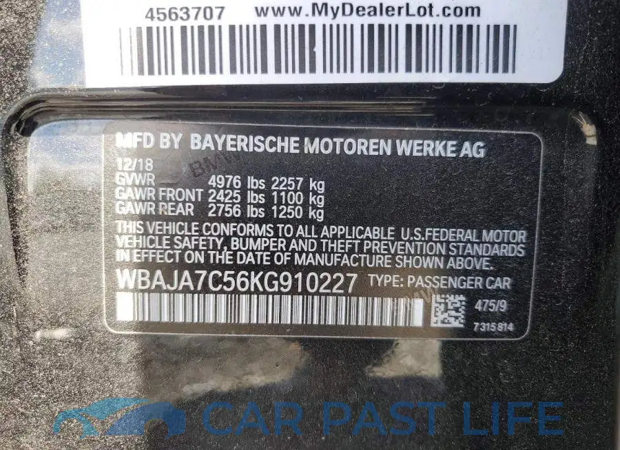 WBAJA7C56KG910227# 12