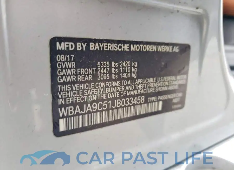 WBAJA9C51JB033458# 12