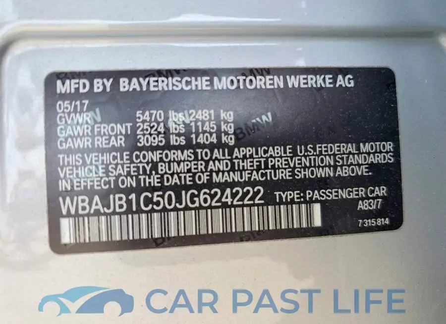 WBAJB1C50JG624222# 13