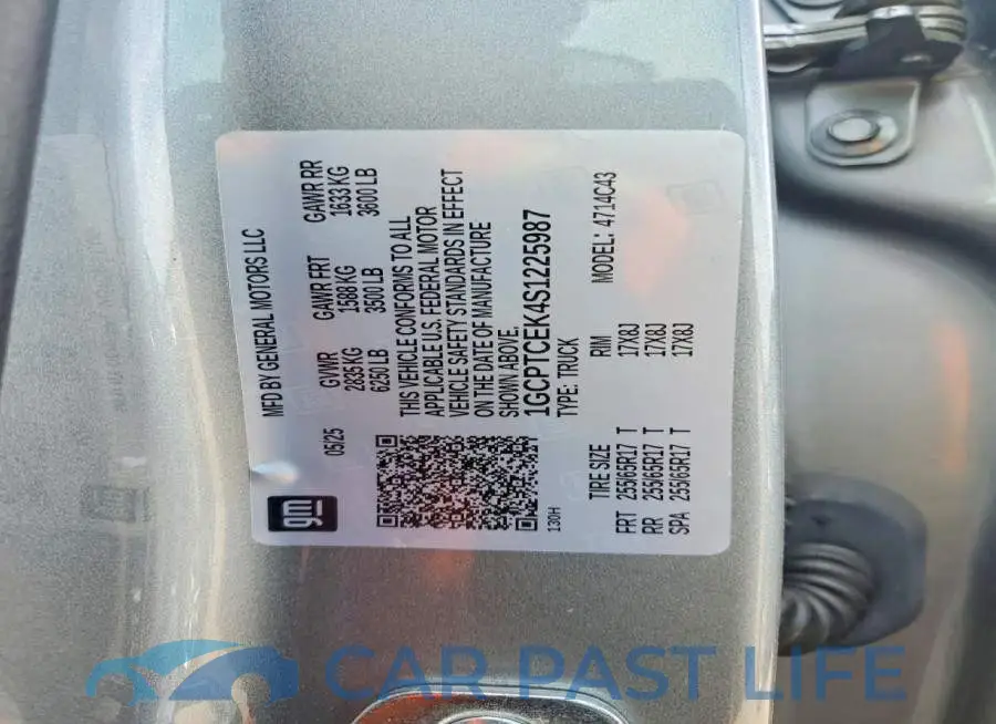 1GCPTCEK4S1225987# 12